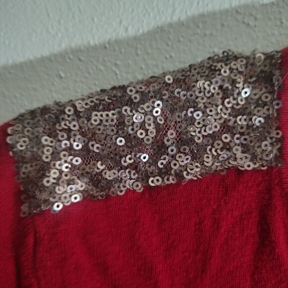 Women’s Merona Sequins Neck Cardigan Wine Colored Long Sleeved XL - Picture 4 of 6